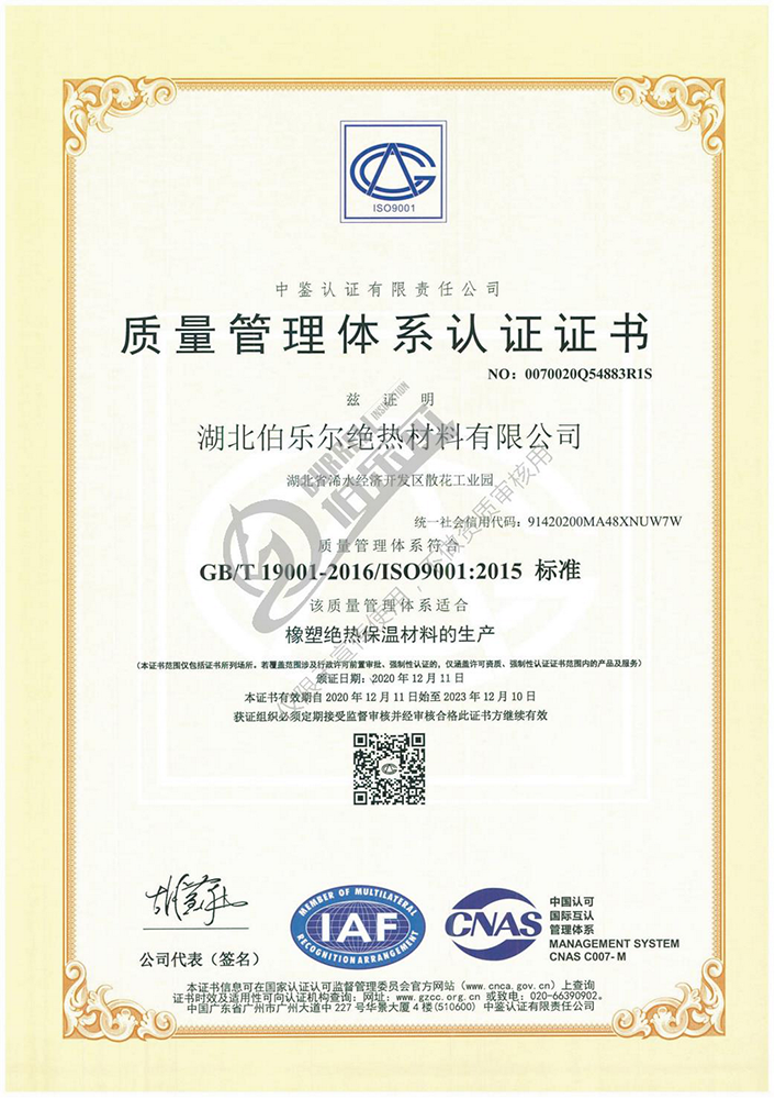 IS09001 quality management system certification